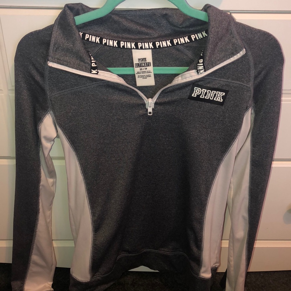 Grey and white pink pull over
